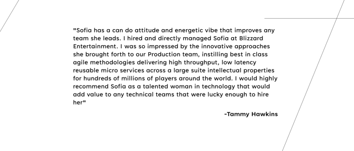 Sofia Zelenova testimonial from Tammy Hawkins